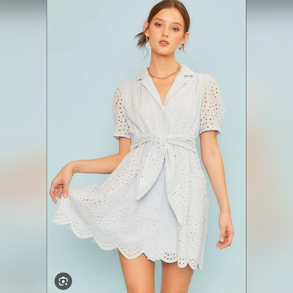 Main Strip Dresses & Skirts - Main Strip White Eyelet Button Down Dress